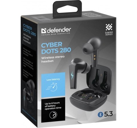 Słuchawki douszne Defender CYBERDOTS 280 gaming bezprzewodowe czarne