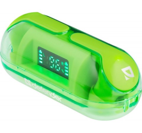 Słuchawki douszne bezprzewodowe Defender TWINS 916 zielone ergonomiczne z mikrofonem