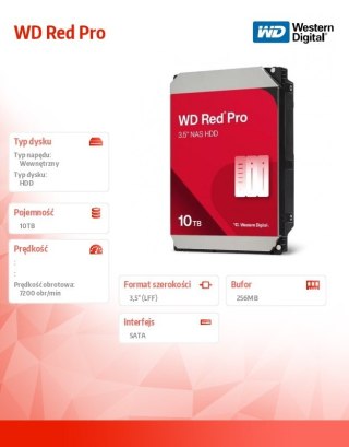 Dysk HDD WD Red Pro 10TB 3,5 cala 7200rpm SATA NASware