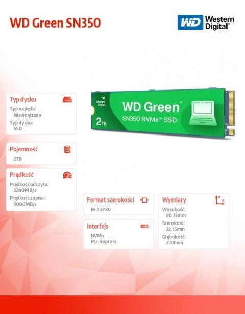 Dysk SSD Green 2TB M.2 2280 NVMe PCIe wydajny szybki