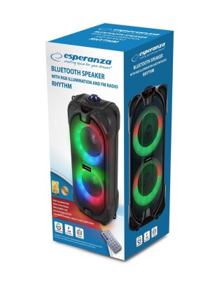 Głośnik bezprzewodowy Bluetooth Esperanza RYTHM FM LED RGB muzyczny z pilotem
