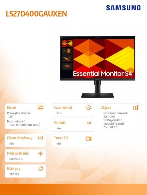 Monitor Samsung 27 cali S40GD FHD 1920x1080 100Hz IPS HAS PIV