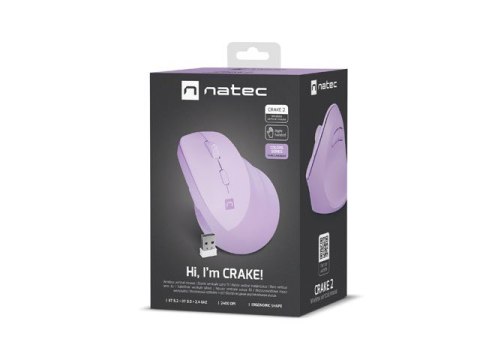 Mysz bezprzewodowa Natec Crake 2 lawendowa ergonomiczna do biura