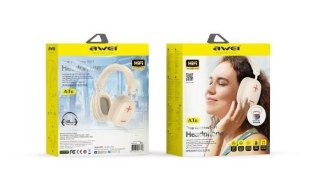 Słuchawki AWEI AT6 Bluetooth Beżowe wygodne nauszne z 12h pracy