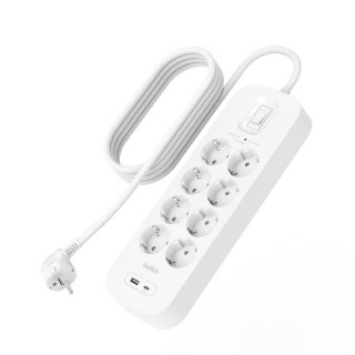 Listwa przeciwprzepięciowa Belkin SurgePlus 8x Schuko 1xUSB-C 1xUSB-A 900J 2m