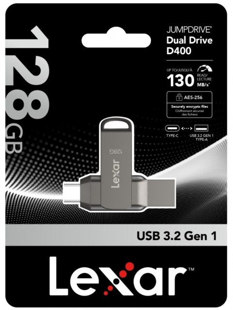 Pendrive Lexar Dual Drive D400 128GB USB-C/A 3.1 130MB/s szary