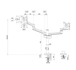 Uchwyt biurkowy Neomounts DS60-425BL2 do 2 monitorów 27 cali
