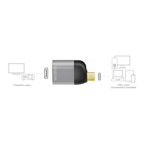 Adapter USB-C do DisplayPort 8K kompaktowy aluminiowy LogiLink