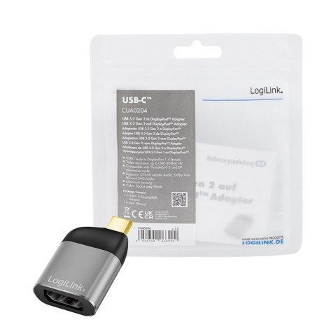 Adapter USB-C do DisplayPort 8K kompaktowy aluminiowy LogiLink