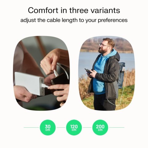 Kabel USB-C PowerStream 100W 1,2m biały nylonowy do smartfona i laptopa