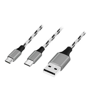 Kabel LogiLink USB 2.0 A/M do micro USB USB-C 1.2m elastyczny
