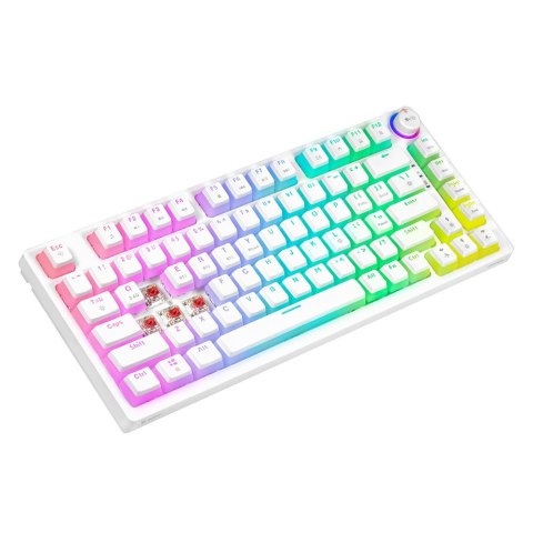 Klawiatura mechaniczna bezprzewodowa Savio PHENIX WHITE Gateron Red Pro lekkie podświetlenie