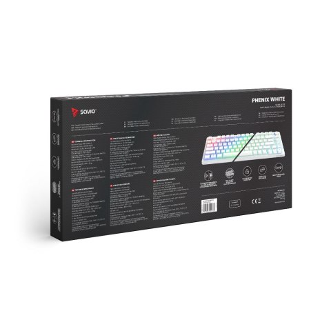 Klawiatura mechaniczna bezprzewodowa Savio PHENIX WHITE Gateron Red Pro lekkie podświetlenie