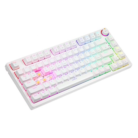 Klawiatura mechaniczna bezprzewodowa Savio PHENIX WHITE Gateron Yellow kompaktowa