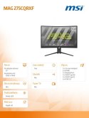 Monitor MSI MAG 275CQRXF 27 Curved QHD 240Hz LED czarny