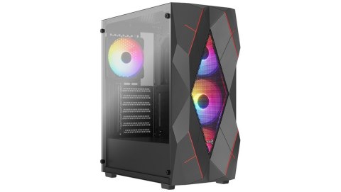 Obudowa AeroCool Volcan Czarna Mid Tower RGB gamerska z wentylatorami