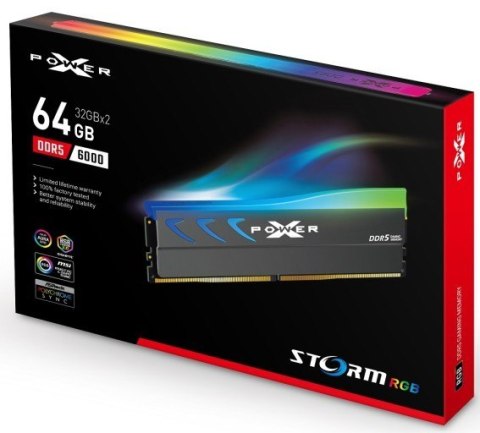 Pamięć DDR5 Silicon Power XPOWER Storm RGB 64GB 6000MHz CL38 szara