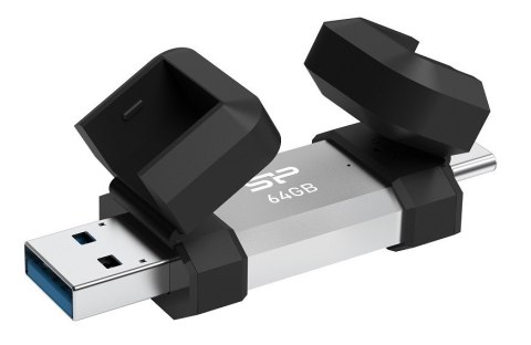 Pendrive Silicon Power C51 64GB USB-A USB-C szybki 120MB/s srebrny