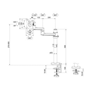 Ramię do monitora Neomounts DS60-425BL1 27 cali ruchome z regulacją