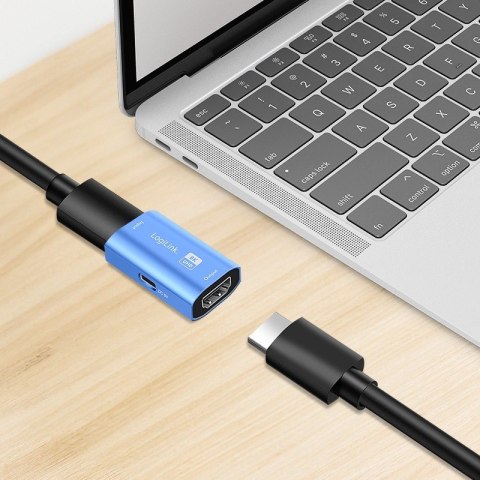 Repeater HDMI LogiLink 8K 60Hz HDCP2.3 aluminiowy niebieski
