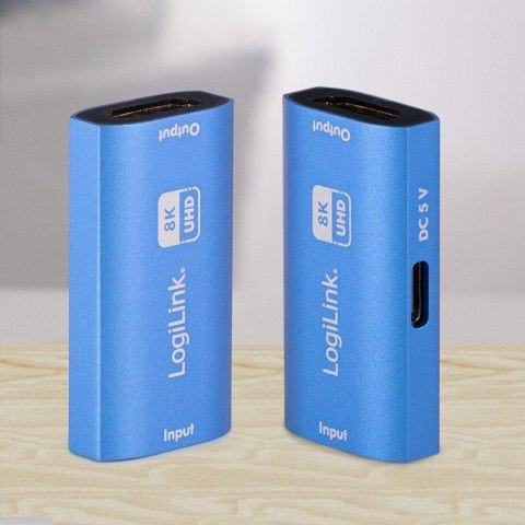 Repeater HDMI LogiLink 8K 60Hz HDCP2.3 aluminiowy niebieski