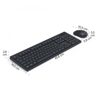 Zestaw klawiatura i mysz Hama WKM-100 bezprzewodowy czarny ergonomicznym designem