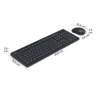 Zestaw klawiatura i mysz Hama WKM-200 bezprzewodowy czarny ergonomiczny