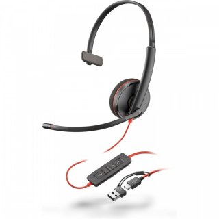 Zestaw słuchawkowy Poly Blackwire 3210 USB-C USB-A czarny z mikrofonem