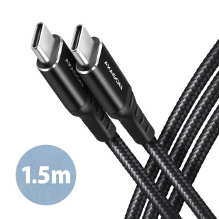 Kabel AXAGON BUCM-CM15AB USB-C 1.5m premium PD 60W oplot ALU czarny