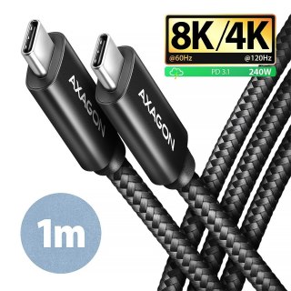 Kabel AXAGON BUCM4X-CM10AB USB-C 1m USB4 PD240W 8K nylonowy oplot