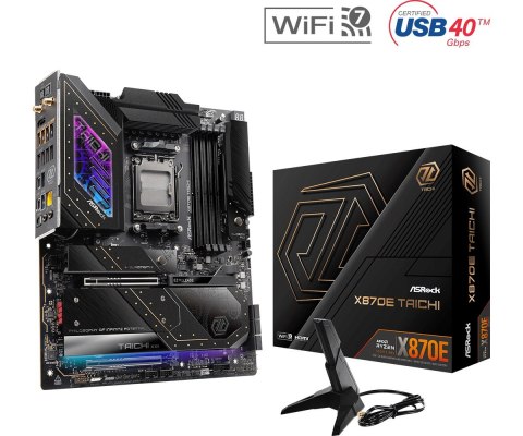 Płyta główna ASRock X870E TAICHI AM5 EATX 4DDR5 z M.2 USB4 wydajna