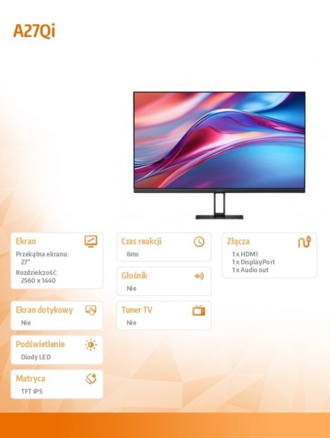 Monitor XIAOMI 2K A27Qi IPS 27'' z 100Hz matowy