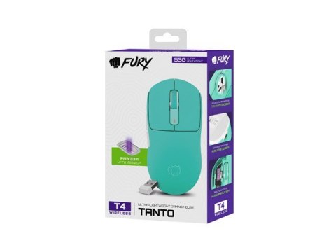 Mysz Natec Fury TANTO T4 RGB bezprzewodowa miętowa 12000 DPI