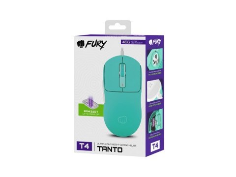 Mysz gamingowa Natec Fury TANTO T4 RGB 12000 DPI miętowa lekka