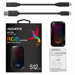 Dysk zewnętrzny SSD ADATA SE770 512GB USB C RGB wydajny szybki transfer