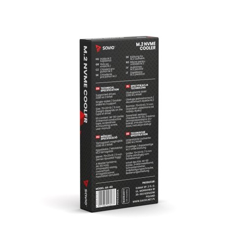 Chłodzenie M.2 NVMe Savio AK-60 czarne do PC i PS5
