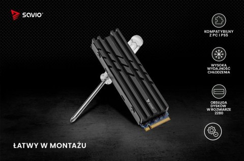 Chłodzenie M.2 NVMe Savio AK-60 czarne do PC i PS5