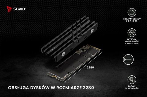 Chłodzenie M.2 NVMe Savio AK-60 czarne do PC i PS5