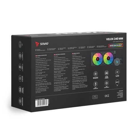Savio Chłodzenie wodne CPU ARGB VELOX 240mm wydajne dla graczy