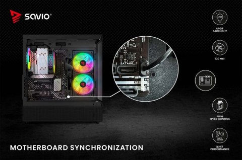 Wentylator Savio BLAST FAN SET 3 x 120mm ARGB z kontrolą RGB