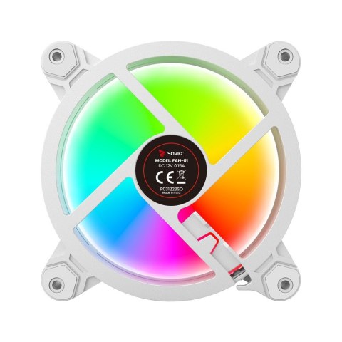 Wentylator Savio FAN-01 White 120mm ARGB z kontrolerem i pilotem 4-pack