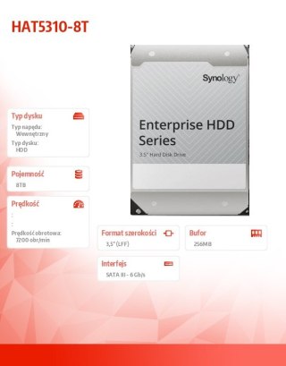 Dysk HDD SATA Synology HAT5310-8T 8TB 3,5'' 7200 RPM wydajny