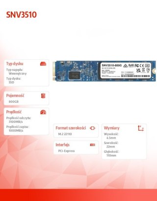 Dysk SSD Synology M.2 22110 800GB SNV3510 NVMe do NAS