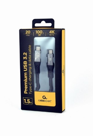 Gembird Kabel Premium USB-C 3.2 Gen 2 20 Gbps 100W 1.5m PD szybki