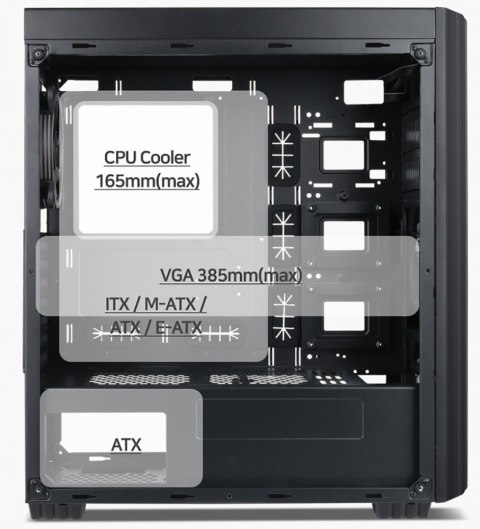 Obudowa Gembird Fornax K500 Midi Tower ATX czarna z USB 3.1