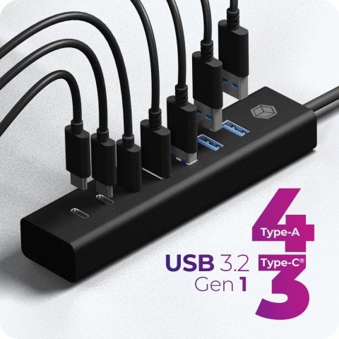 IcyBox Hub IB-HUB1737-C3 7-Port USB 3.2 Gen 1 z Type-C i Type-A