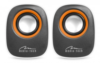 Głośniki Media-Tech IBO MT3137W 2.0 stereo 6W czarno-pomarańczowe