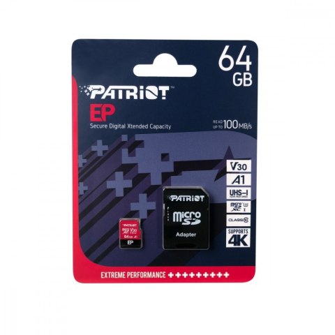 Karta microSD Patriot 64GB V30 A1 do 4K z wysoką prędkością