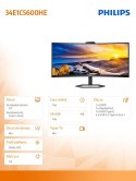 Philips Monitor 34 cale 34E1C5600HE UltraWide QHD z kamerą i głośnikami
