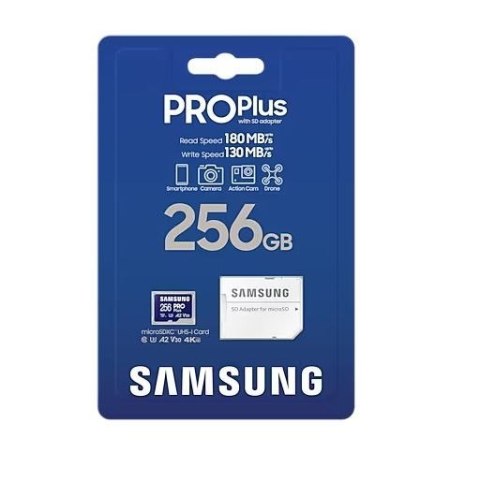 Karta pamięci microSD Samsung PRO Plus 256GB szybka z adapterem